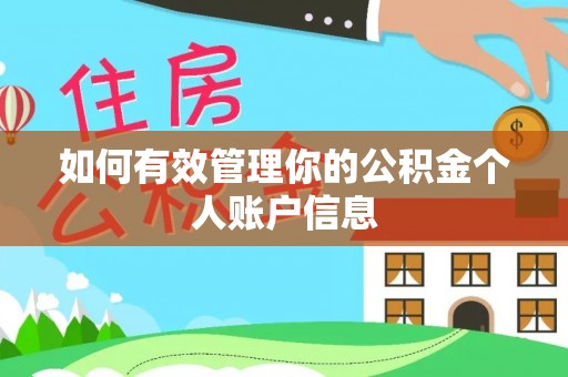 贡井如何有效管理你的公积金个人账户信息